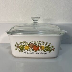 Vintage Corningware Spice of Life Casserole Dish with Glass Lid 7"x5.5"x3"